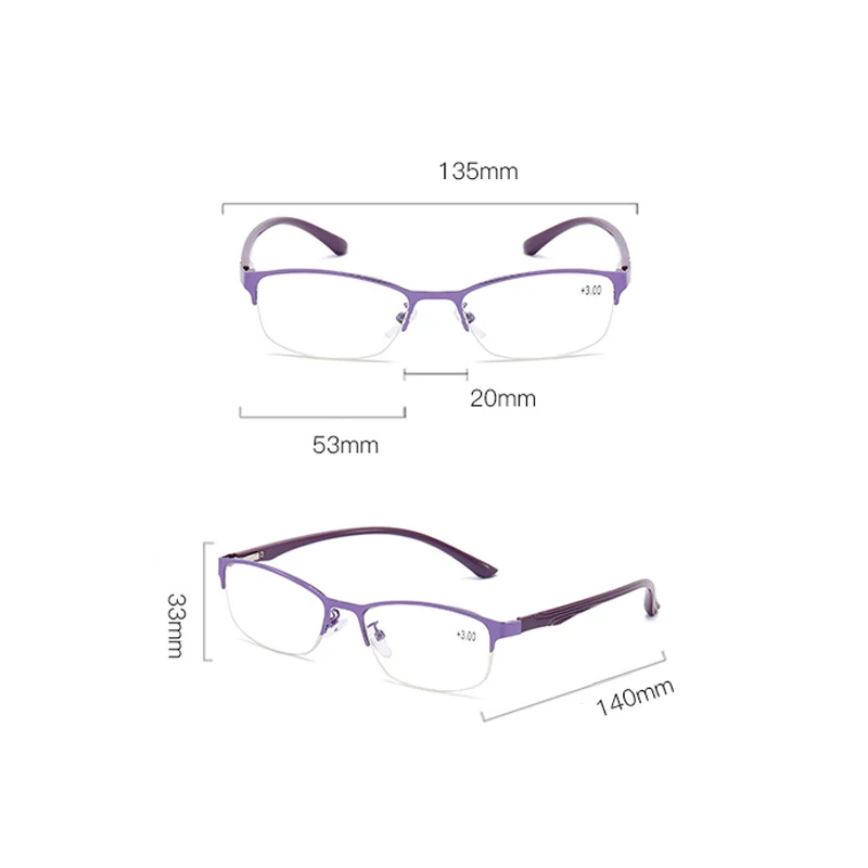 Iboode очки для чтения TR90, металлическая полуоправа, женские весенние очки для дальнозоркости и дальнозоркости, очки унисекс+ 1,0 до+ 4,0