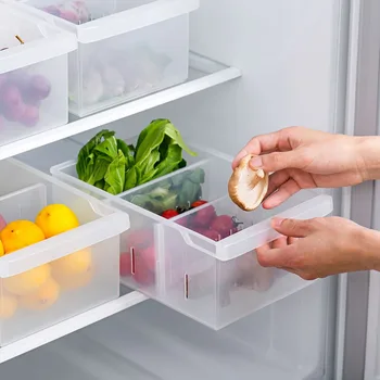 

1PC 3 Grids Clear Plastic Food Egg Storage Container Kitchen Refrigerator Fruit Crisper Portable Partition Storage Box XB 105