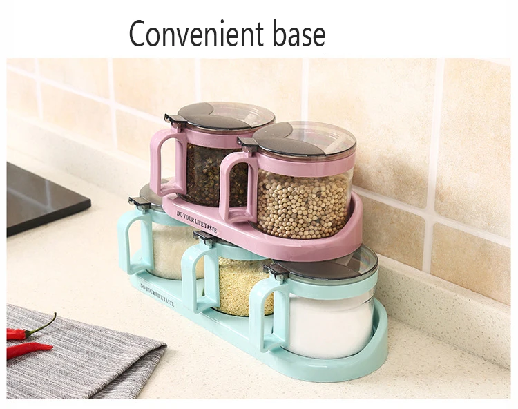 Glass Seasoning Jar Combination Home Spice Box Set Creative Seasoning Box Kitchen Glass Seasoning Jar Seasoning Salt Pot