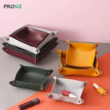 Desktop Storage Tray Home Decoration Leather Tray Key Wallet Coins PU Leather Folding Foldable Storage Tray Jewelry Box