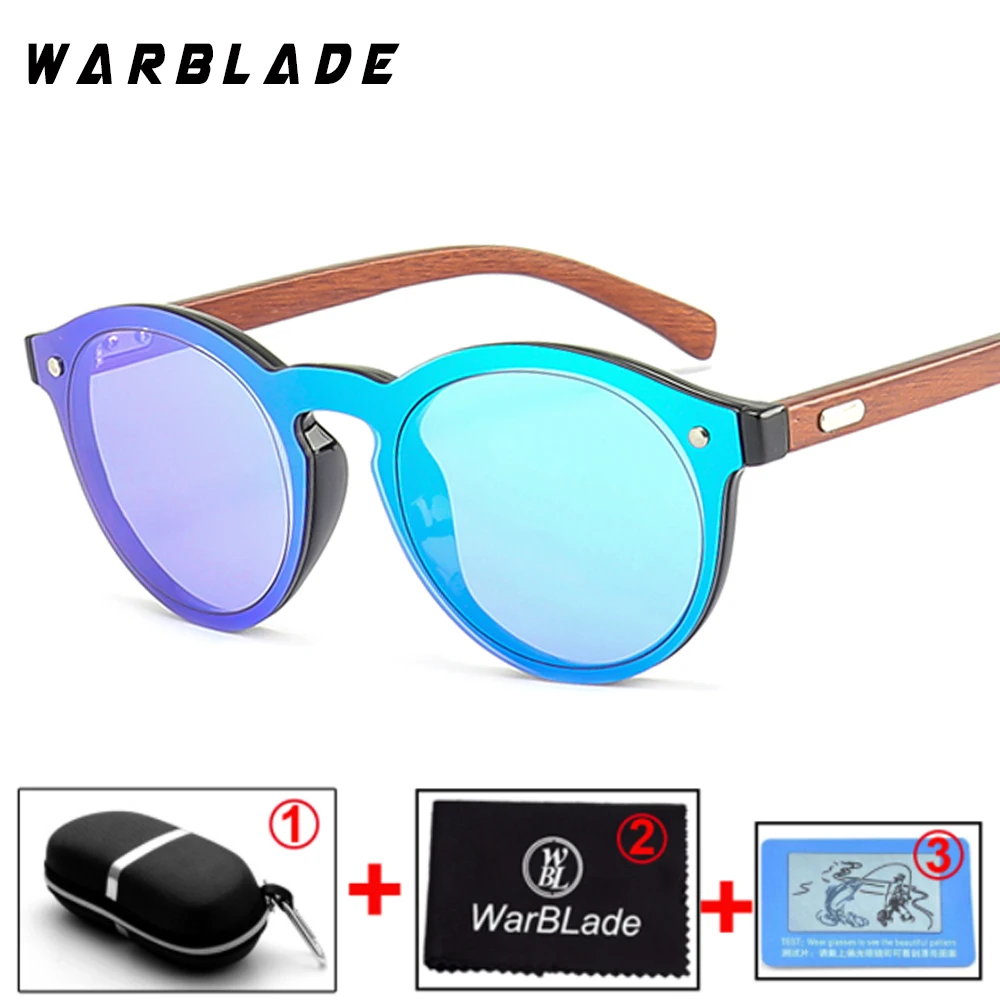 green lens WarBLade классические деревянные солнцезащитные очки мужские модные солнцезащитные очки без оправы женские брендовые дизайнерские очки с коробкой - Lenses Color: green lens