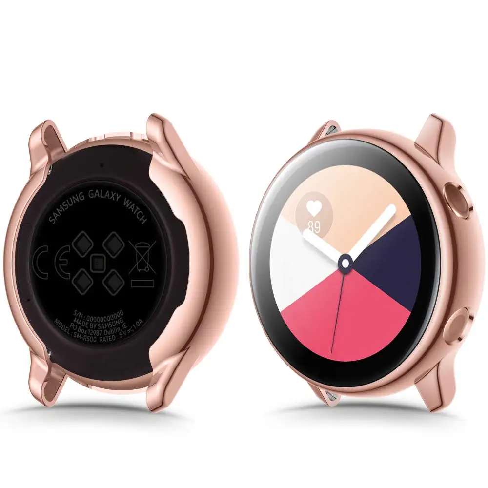 Champagne gold Защитная пленка для экрана+ чехол для samsung Galaxy watch active 2 44 мм 40 мм TPU универсальная защитная пленка+ пленка аксессуары для часов - Цвет ремешка: Champagne gold