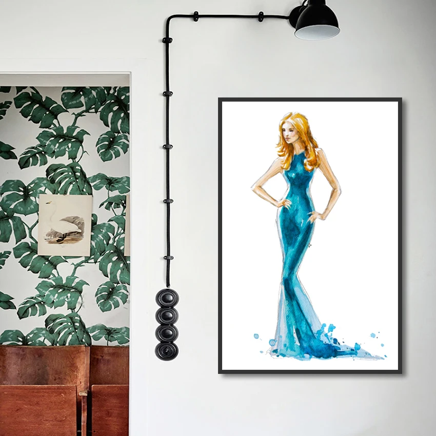 Nordic Character Hand Drawn Printed Canvas Painting Elegant Beauty Poster Leaflet Home Living Room Bedroom Wall Art Decoration | Дом и сад