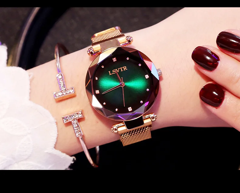 

Spiral crown casual fashion quartz iron magnet Milan star alloy ladies watch