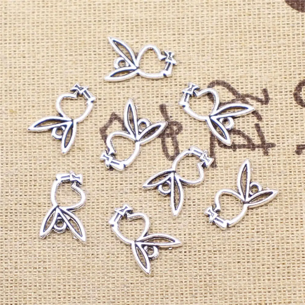 

20Pcs Phone Charm Rabbit Head Charms Antique Silver Color 10X16mm