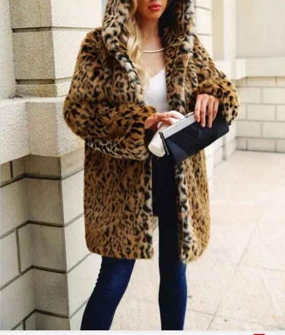 

Celebrity Winter Faux Fur Coat Long Sleeve Elegant Party Night Club Fashion Coat Women