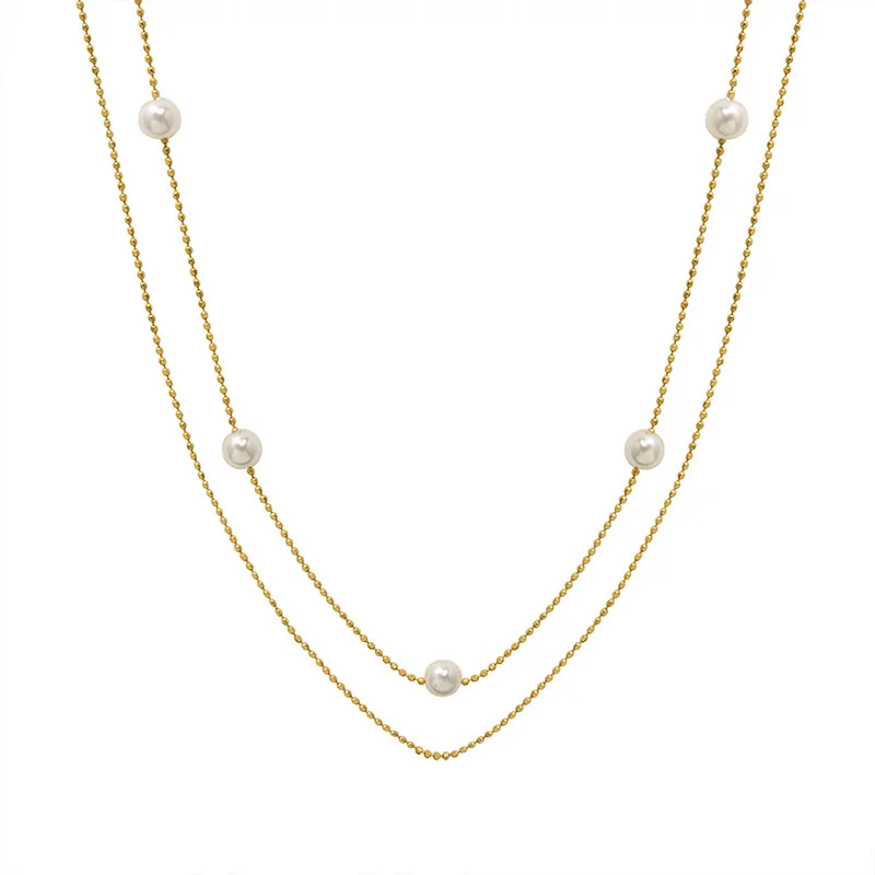 Женское Двухслойное ожерелье из нержавеющей стали геометрическое