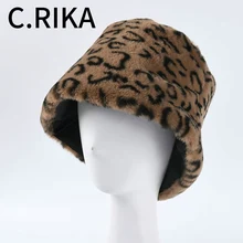 Новинка года! Зимняя шапка-ведро из искусственного меха с леопардовым принтом для женщин и девушек, бархатная теплая шапка для рыбалки, складная Кепка для путешествий, солнцезащитный козырек, Панама