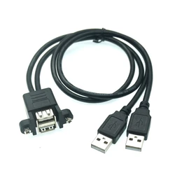 Cable de montaje en Panel de bloqueo de tornillo de extensión M/F de doble puerto USB 2,0 A macho A hembra 50cm 30cm
