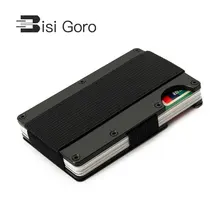 BISI GORO мужской металлический кредитный держатель для карт RFID анти-главный мини кошелек на резинке кошелек зажим для денег Высокое качество держатель для карт s BISI GORO мужской металлический кредитный держатель для карт RFID анти-главный мини кошелек на резинке кошелек зажим для денег Высокое качество держатель для карт s