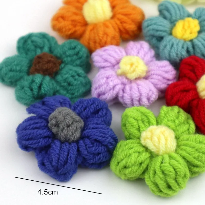 20Pcs Milk Fluff Woolen yarn Flowers Applique Patches DIY Earrings Hairpin Jewelry Clothing Hair Accessories Material Ornaments