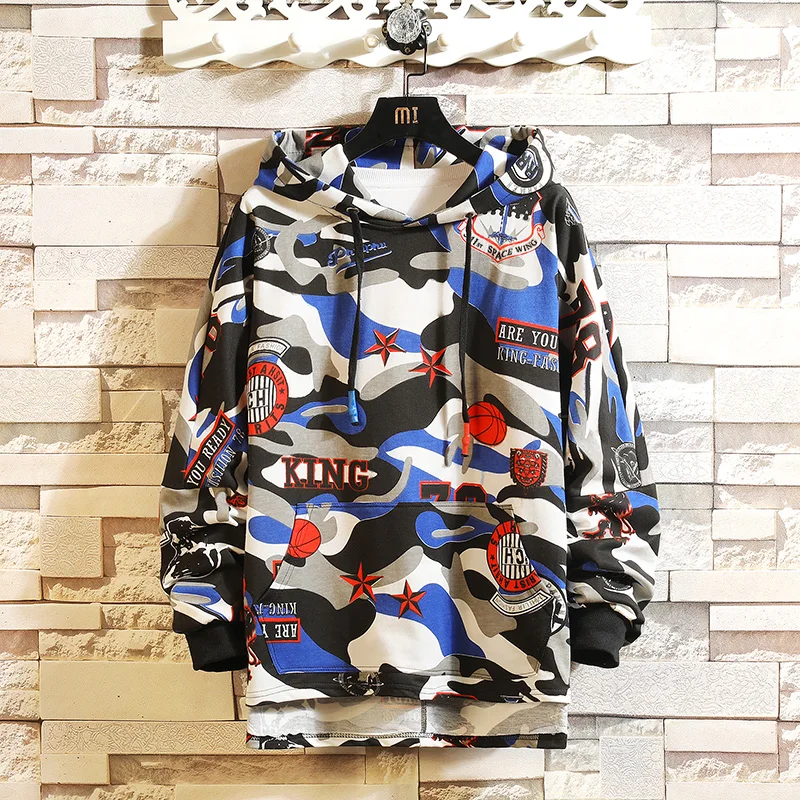 

CYXZFTROFL 2019 Long Sleeve Hoodie Cotton Streetwear Hip Hop Printed Patchwork Pullover Hoodies Ctudent Male Man Sweatshirt 5XL