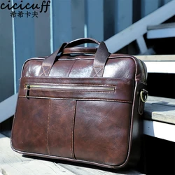 Genuine Leather Briefcase Men Bag Business Handbag Male Laptop Shoulder Bags Tote Natural Leather Men Briefcase for IPad Air4 5
