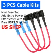 3pcs 12V Car Add-A-Circuit Fuse Tap Adapter Holder Mini ATM APM Low Profile ATM Mini Add-A-Circuit Low Profile Fuse Holders