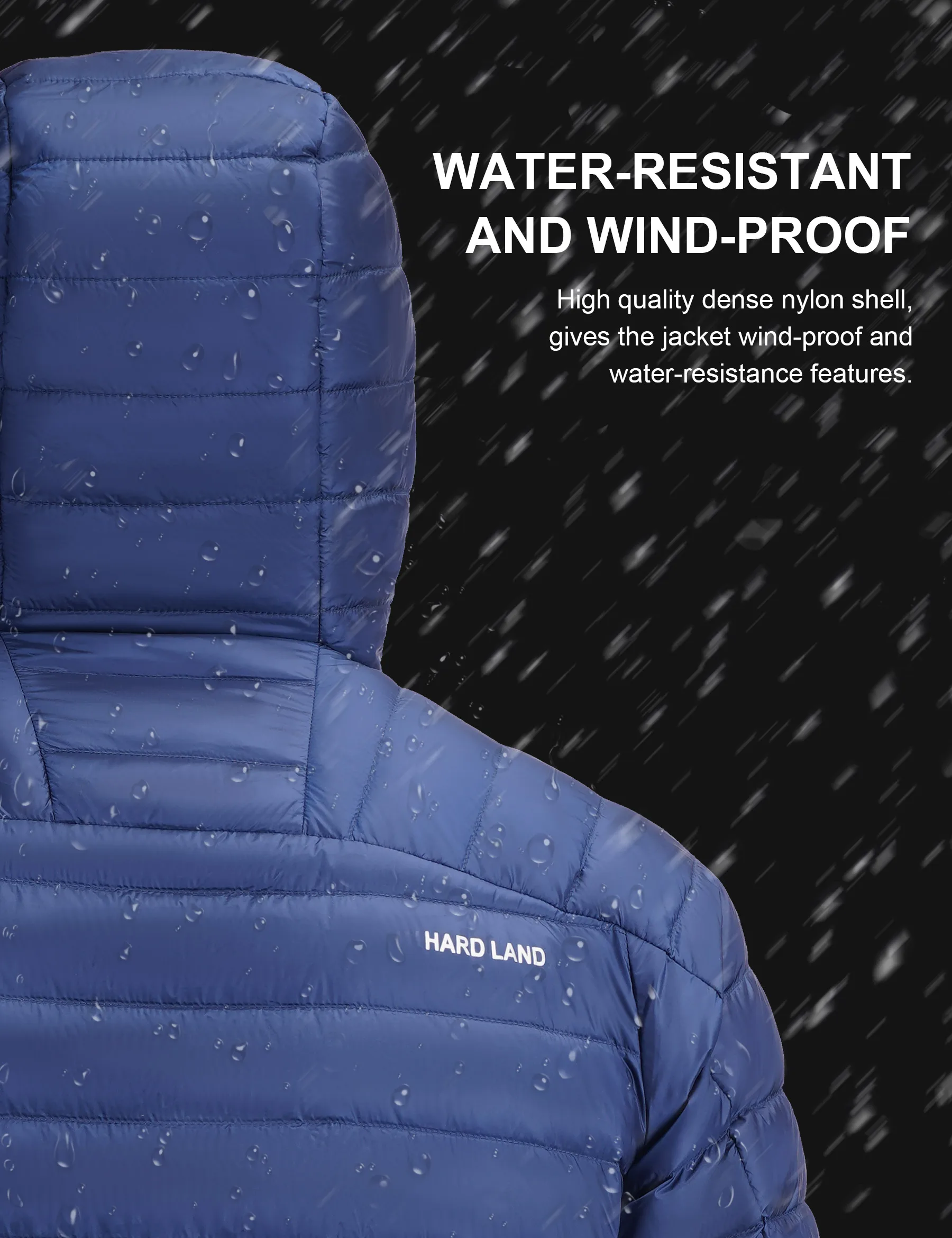 Men's Down Jacket Winter HARD LAND Zipper Hooded High Quality Warm Casual Male Coat Puffer Jacket Fashion Parka Outwear