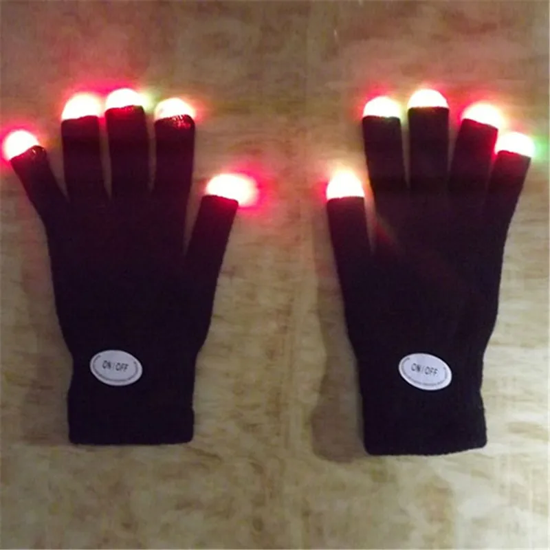 Fingertip 7 Mode перчатки со светодиодами Радужная вспышка Женская яркая светящаяся палка перчатки варежки