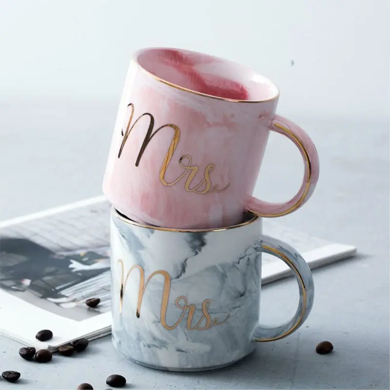 11,2 унций Mr& Mrs кружки набор из 2 мраморных чайных кофейных чашек кружка свадебный подарок