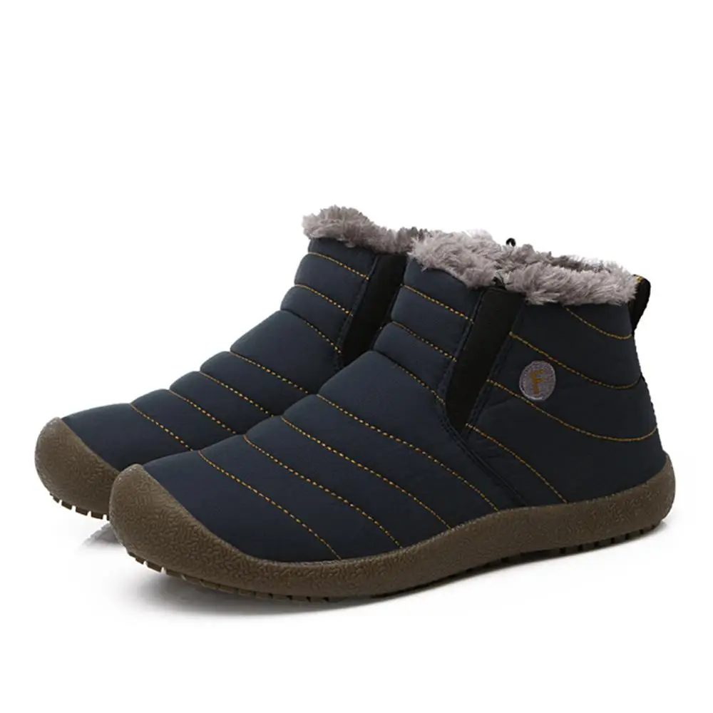 BAOLESEM Winter Snow Boots Man Ankle Boots Waterproof Fur Warming Snow Boots for Man Anti-skid Lightweight Snow Winter shoes - Цвет: Blue-High-6811