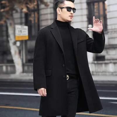 Dwustronny kaszmirowy płaszcz wełniany płaszcz męski średni długi garnitur  kołnierz 1 00% czystej wełny koreańska młodzież trencz|Wełna i mieszanki| -  AliExpress