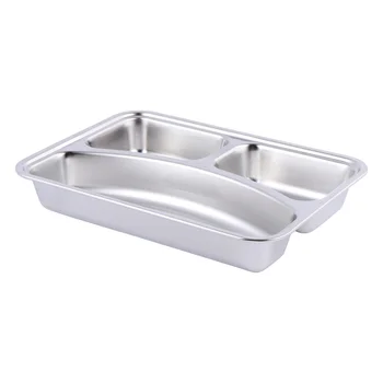 

1pc Fruit Dish Stainless Steel Sub-grid Plate Snack Plate Restaurant Home Plate