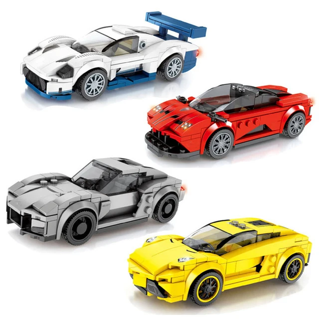 4 шт. создатель города Technic Super Racers speed Champions спортивный гоночный автомобиль строительные блоки кирпичи наборы детские игрушки подарки - Цвет: Черный