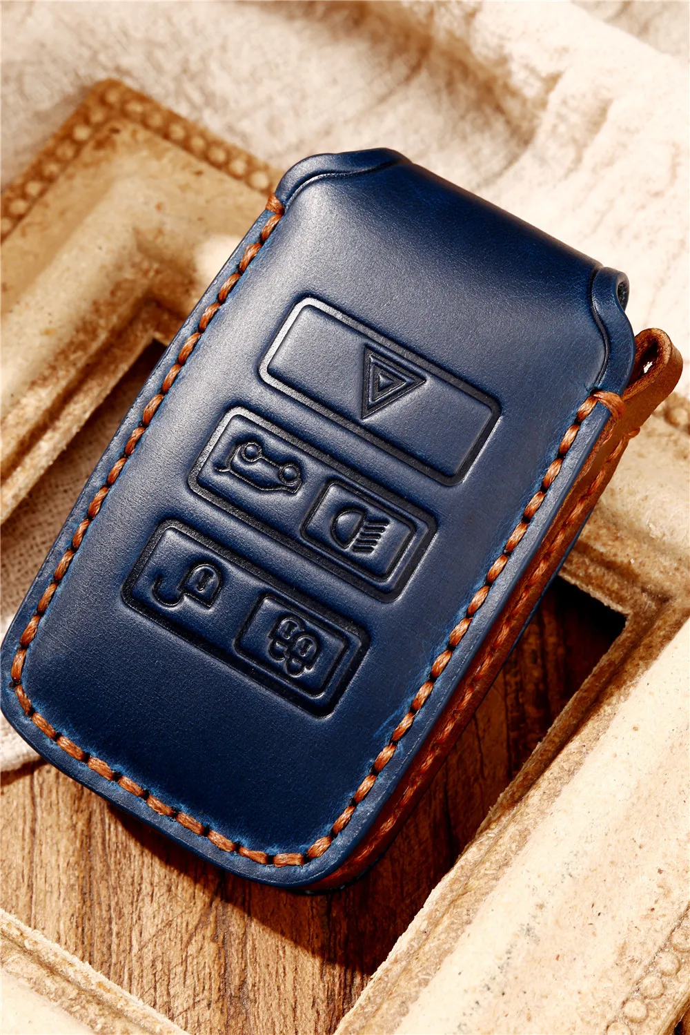 Portachiavi in pelle per auto portachiavi custodia in pelle per Land Rover Discovery Evoque Sport Freelander 2 LR4 per Jaguar e-pace XF XJL - He3fb1f83654b4f01bddf47ef8f350179F