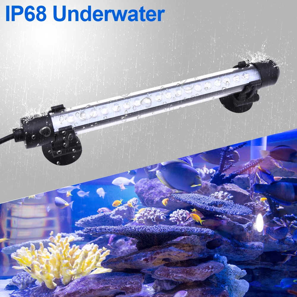 

18/28/38/48CM LED Aquarium Lighting IP68 Waterproof Fish Tank Light Planted Underwater Aquario Lamp RGB US/EU Decor Lighting D35