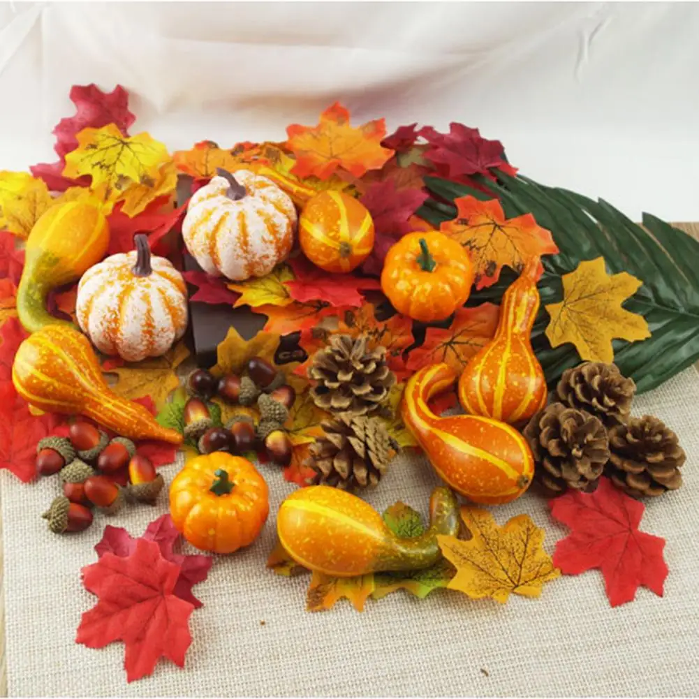166 шт Искусственные осенние мини тыква Pinecones листья желуди декоративные ягоды набор для Хэллоуин благодарения Хэллоуин Вечерние