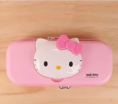 HelloKitty ручка сумка для учеников начальной школы милый большой емкости канцелярская коробка 3D Водонепроницаемый многослойный канцелярский мешок для - Цвет: Черный
