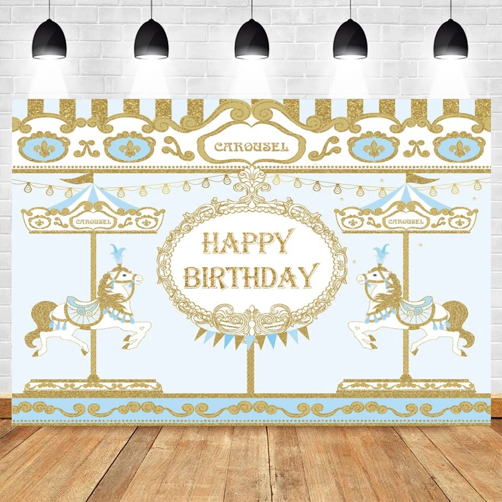 Baby Shower Carousel Party Photography Backdrops for Photo Studio