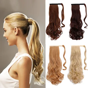 

XUANGUANG Long Silky Curly Ponytails Clip In Synthetic Ponytail Heat Resistant Fake Hair Extension wrap around hair piece