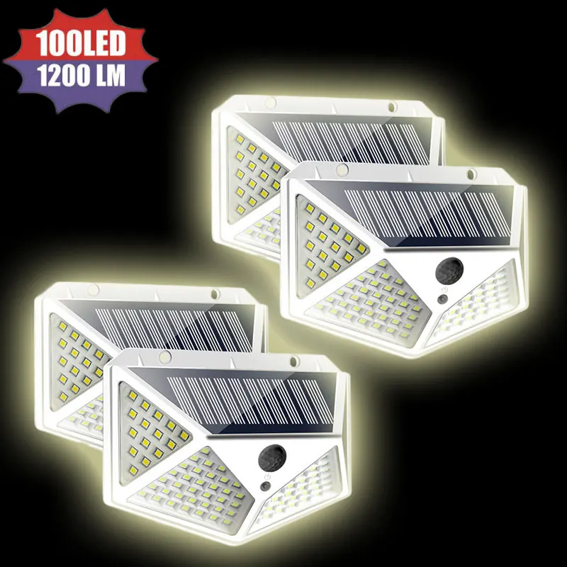 100 светодиодный солнечный светильник на открытом воздухе Водонепроницаемый