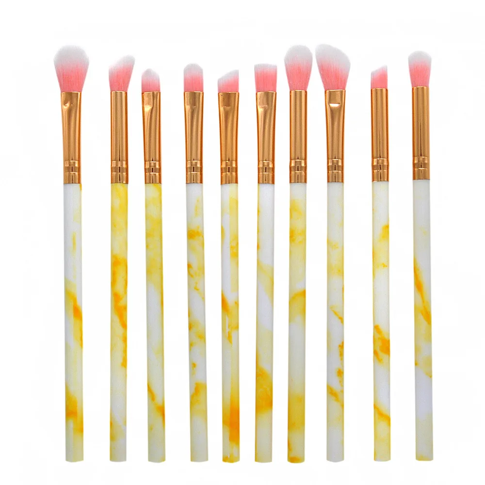 YE 10pc small brush Профессиональные женские кисти из мрамора, набор инструментов для макияжа, набор мягких кистей для макияжа, 10 шт., кисть для пудры, мраморные инструменты для макияжа - Handle Color: YE 10pc small brush