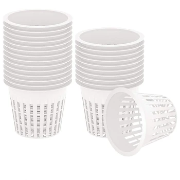 

50 Pack 3 Inch Net Cups Slotted Mesh Wide Lip Filter Plant Net Pot Bucket Basket for Hydroponics