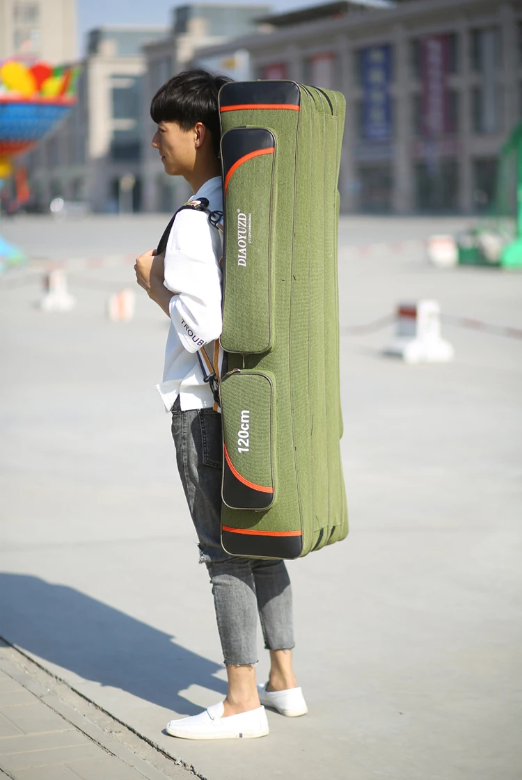 Four Layer Three Layer Bag 80cm90cm1. 2 M Canvas Fishing Gear Double Layer Fishing Rod Bag Fishing Bag yu gan bao