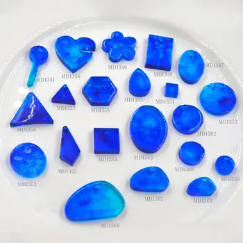

12Pcs Square Key Heart Round Triangle Pendant Resin Silicone Molds Jewelry Tools