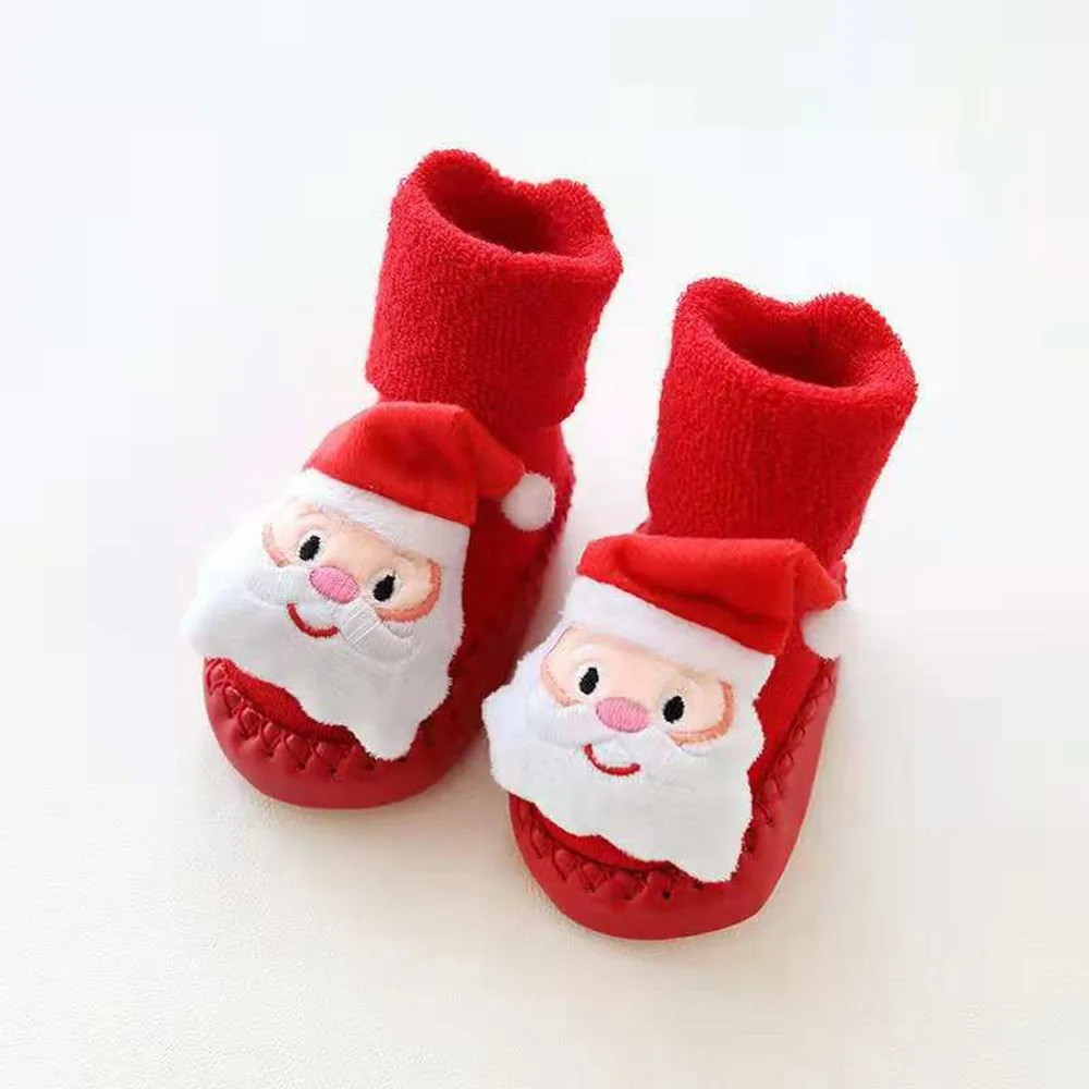 Рождественские носки для новорожденных, милые рождественские носки-тапочки с рисунком, нескользящие носки для маленьких мальчиков и девочек, sokken# Q