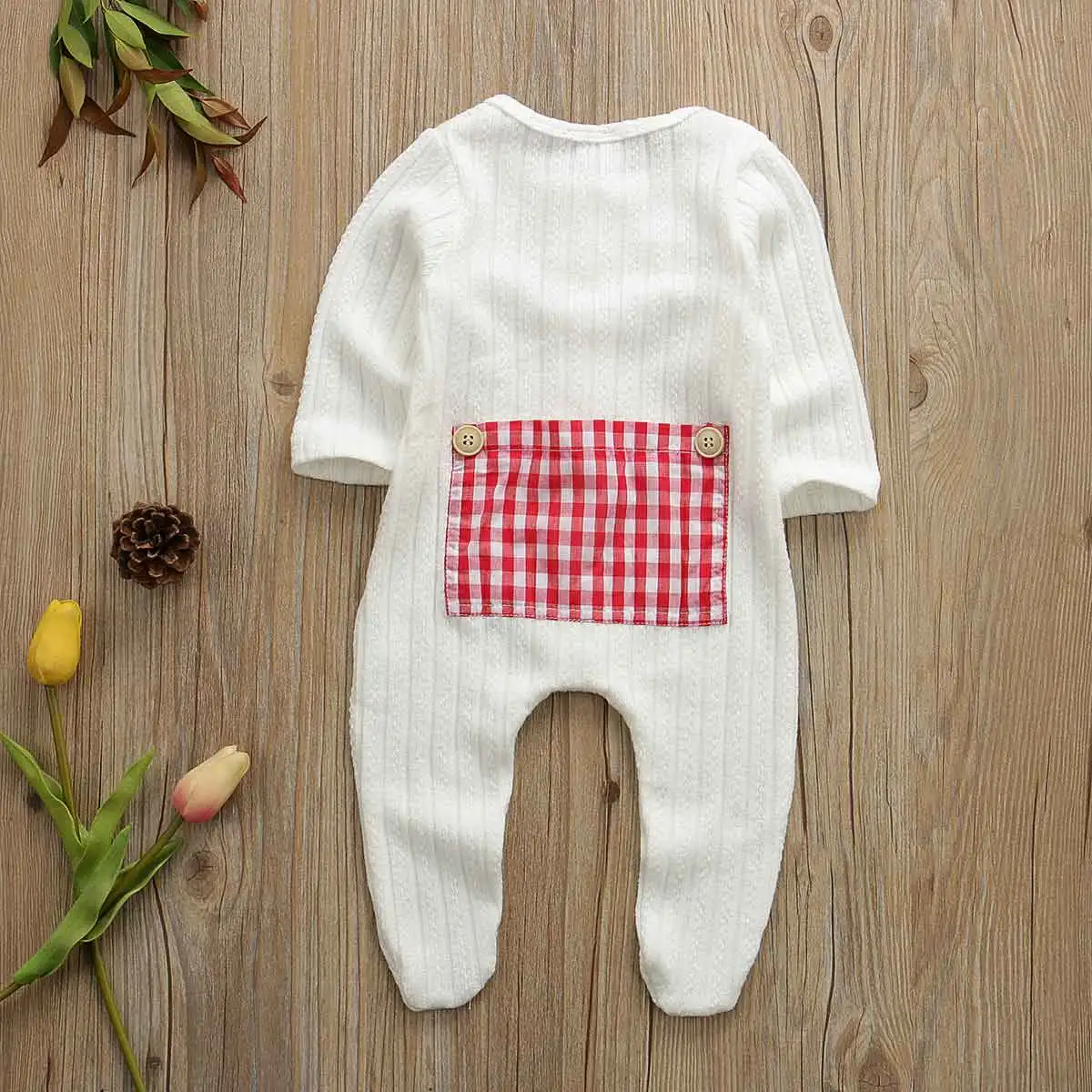 Infant Baby Knitted Footies for Boys Girls Kid Newborn Cotton Clothes Long Sleeve Jumpsuit Toddler Autumn Winter Outfit 0-9M - Цвет: Белый