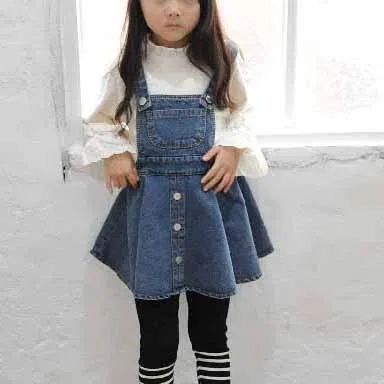 Новое весеннее корейское детское модное Ковбойское плиссированное платье джокер платье без рукавов с большим карманом для маленьких девочек