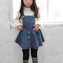 Новое весеннее корейское детское модное Ковбойское плиссированное платье джокер платье без рукавов с большим карманом для маленьких девочек