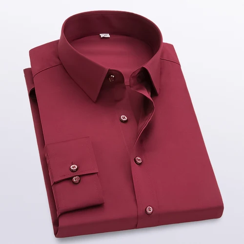 win red Мужские рубашки с длинным рукавом из чистого хлопка, повседневная мужская рубашка, брендовая модная однотонная мужская приталенная рубашка 5XL - Цвет: win red