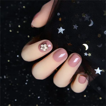 

24Pcs/box with flower design false nail Wearable Full Cover Short round head Detachable Japanese Style artificial nail with Glue