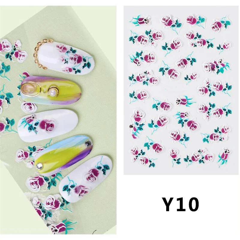 10 Nail Art Стикеры 5D акриловые Выгравированные лента самоклеящаяся передачи пленки наклейки для маникюра украшения для кончиков ногтей - Цвет: 10