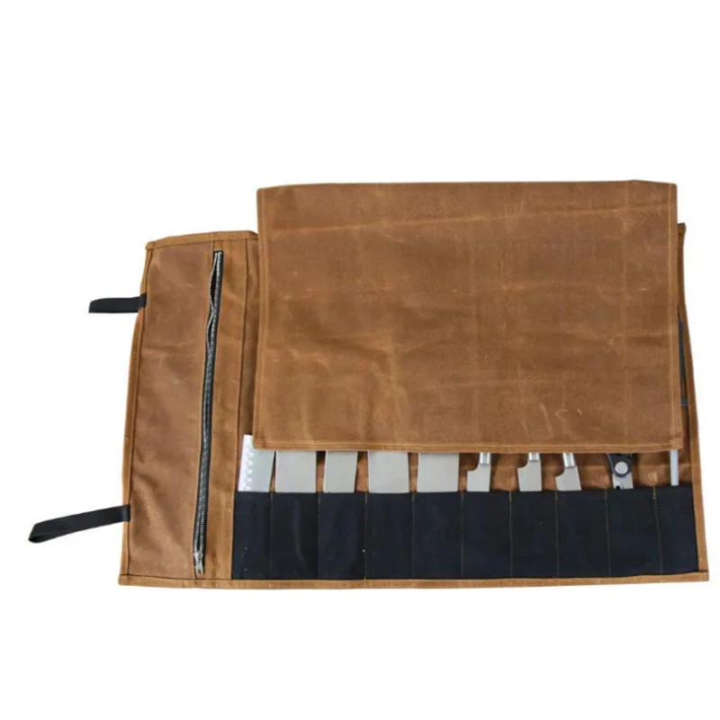 Manufacturers Outdoor Picnic Toolkit Top Grade Genuine Leather Knife And Fork Storage Bag New Style Kitchenware Reel-Kit