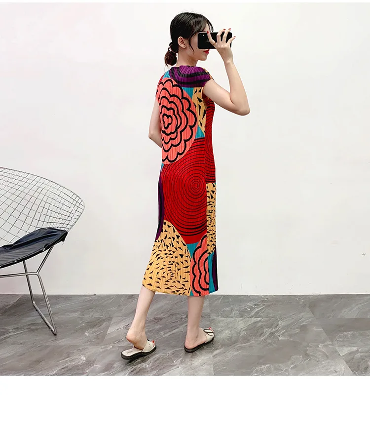 MIYAKE Плиссированное Платье с принтом стиль плиссированные платья