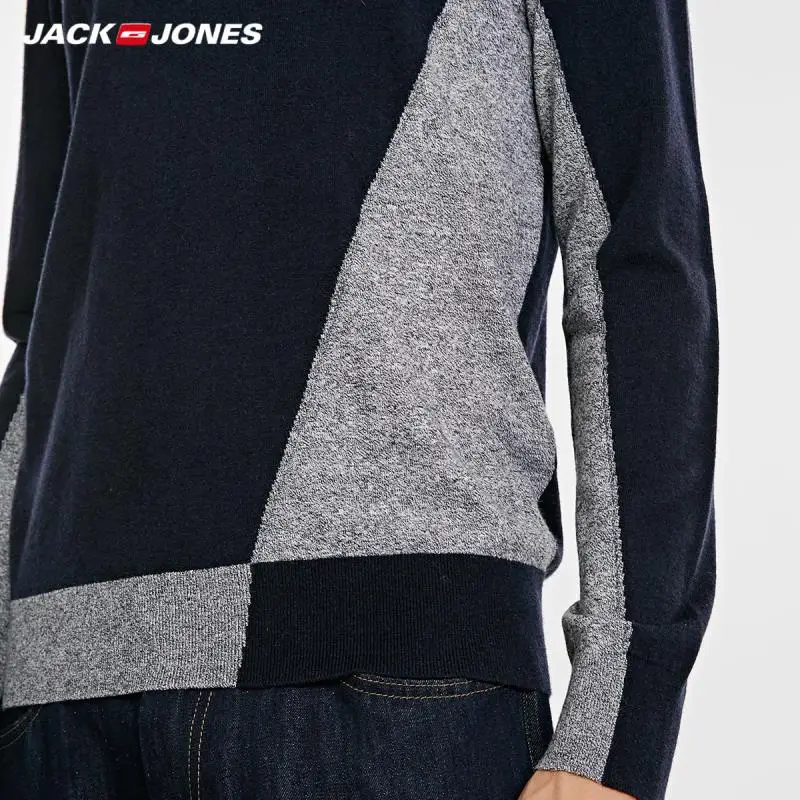 JackJones осенний мужской шерстяной свитер с контрастной строчкой Топ 218324526