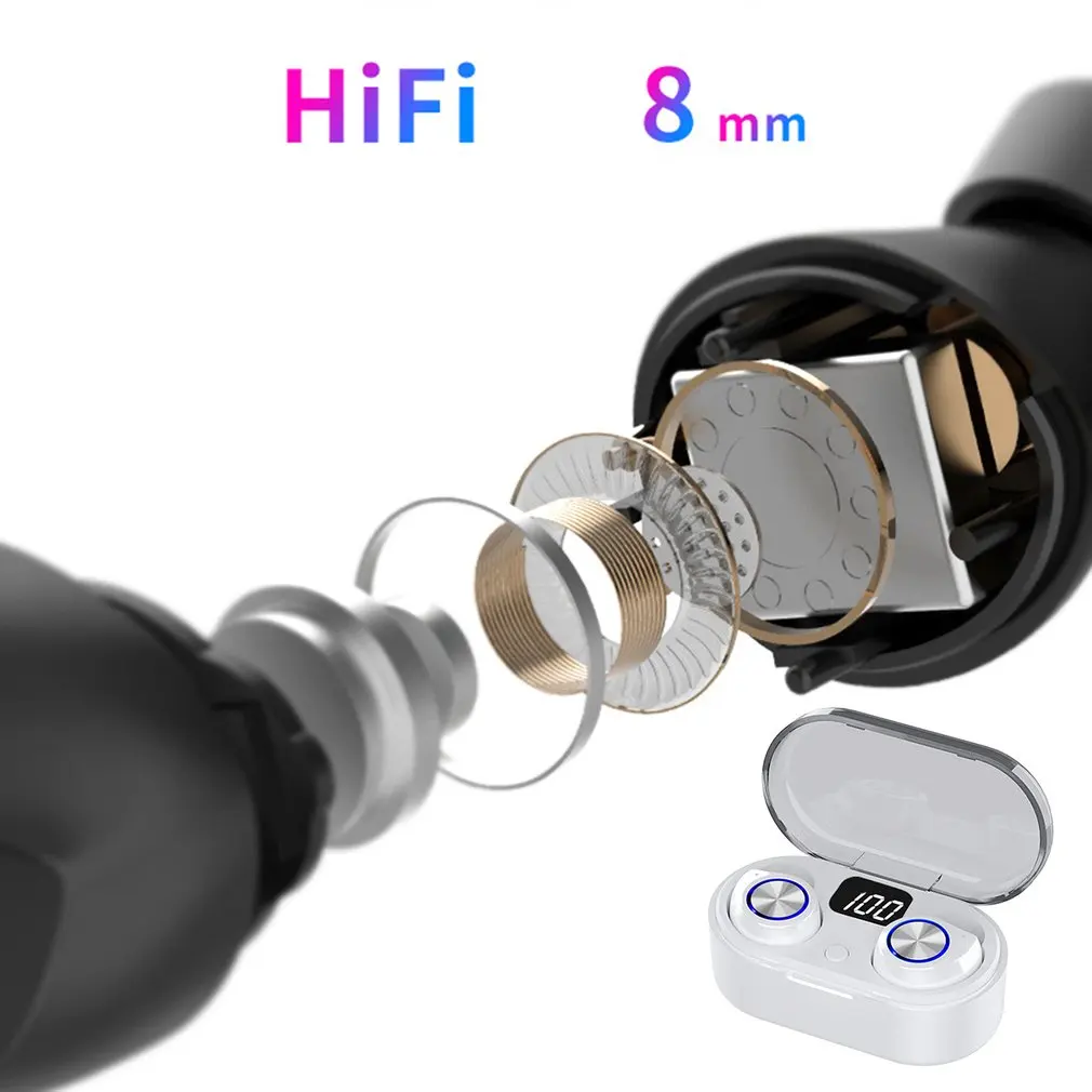 TW80 TWS Fingerprint Touch Bluetooth Earphones 3D HD Stereo Wireless Headphones Noise Cancelling Gaming Headset Mini Earbuds