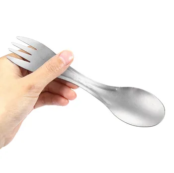 

Camping Spoon Fork Ultralight Pure Titanium Spoon Fork Spork Portable Lightweight Titanium Outdoor Camping Picnic Tableware Tool