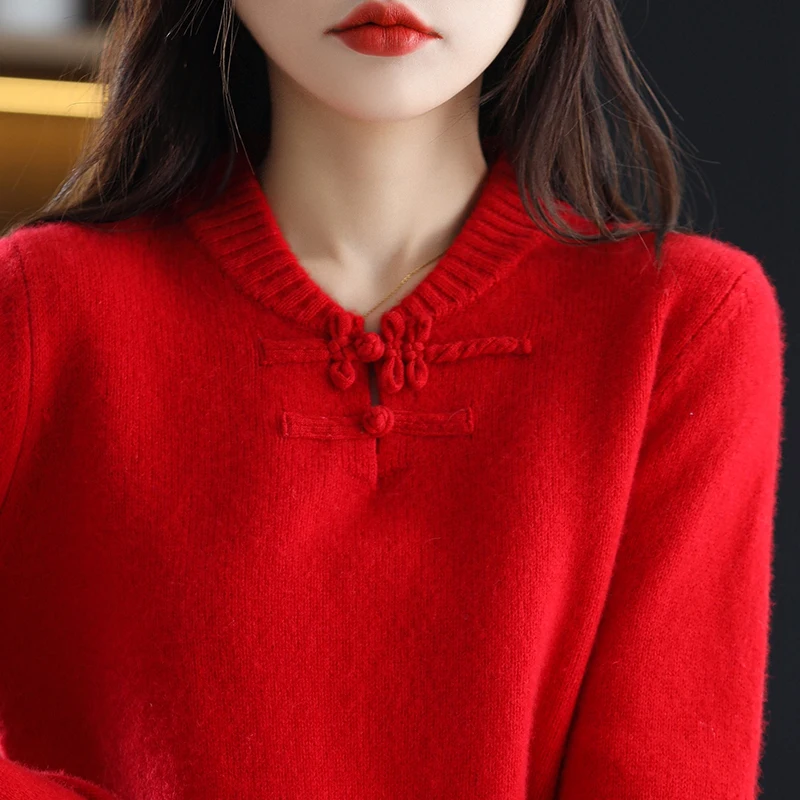 yellow sweater Smpevrg 19 100% Cotton Knitted Sweater Female Pullovers V-Neck Long-Sleeve Women Pullover Female Loose Fashion Jumper Pull Femme yellow sweater