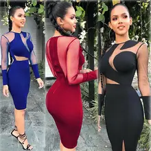 Фирменная Новинка поступление пикантные Для женщин леди длинный рукав, Утягивающее, бодикон, Повседневное сплошной для праздника, коктейль-вечеринки, клуба Короткое мини платье